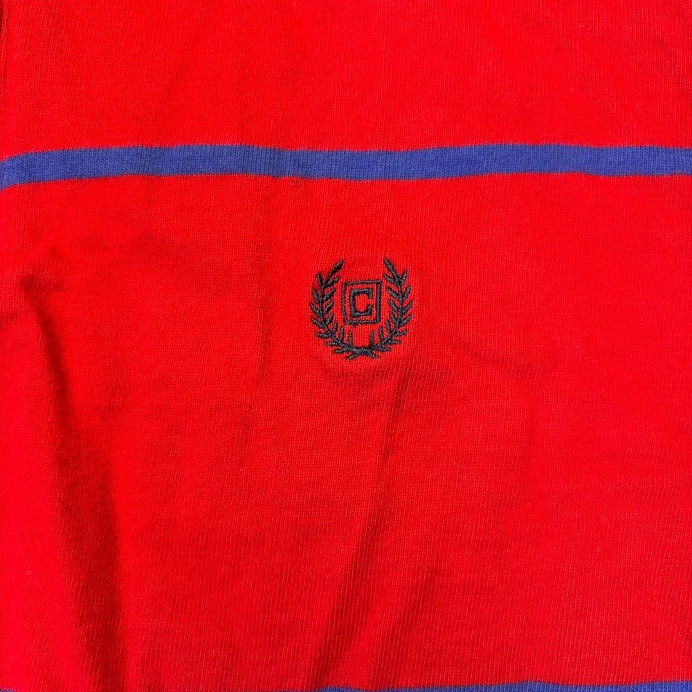 Chaps Red Blue Striped Quarter Zip Pullover‎ Sweatshirt Men's Size Medium